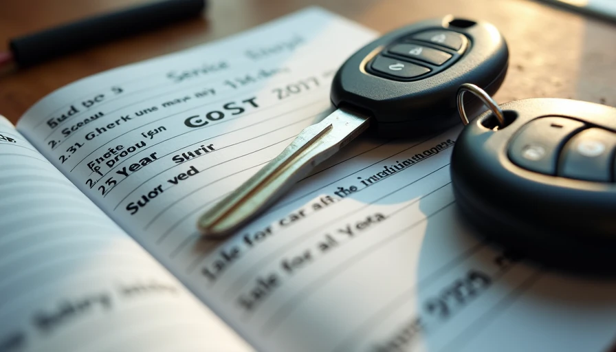 Car key and notebook with five-year ownership cost projections
